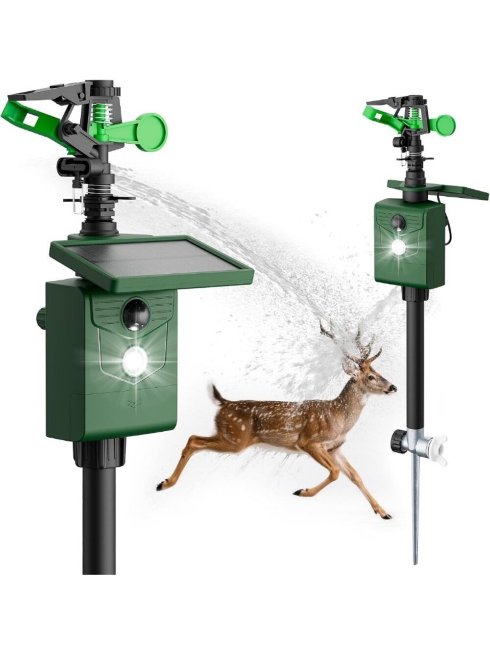 2-Pack Solar-Powered Motion Activated Animal Repeller with Water Sprinkler